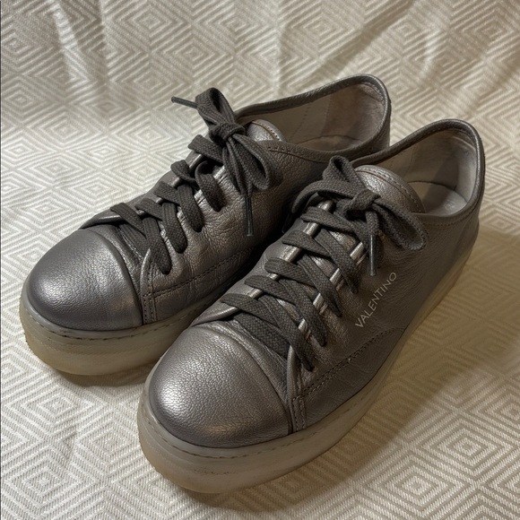 Valentino Shoes - Valentino  platform women’s silver Gray Sneakers size 7.5